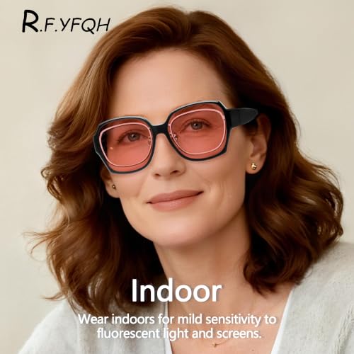 Image of Fluorescent-41 Rose Tinted Fit Over Blue Light Blocking Glasses for Migraine, Light Sensitivity, Photophobia JF7202