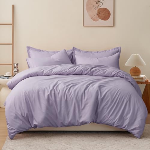 RUIKASI Lavender Double Duvet Set Bedding Set - Purple Duvet Cover Double Bed Set with Zip Soft Brushed Microfibre Duvet Cover Set Quilt Cover with 2 Pillowcases