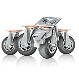 POWERTEC 6' Heavy Duty Caster Wheels Set of 4-2 with Dual Locking Brakes - All Terrain Non-Pneumatic Tire, Industrial Grade - Castor Wheels Ideal for Heavy Equipment, Cart, Dolly & Toolbox (17218)
