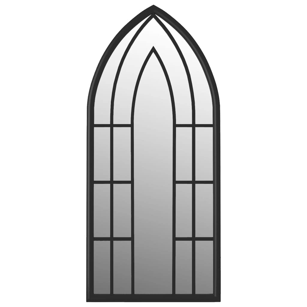 KGHFDVB Black Iron Wall Mirror 100x45 cm - Rustic Indoor Mirror with Antique Finish, Sturdy Frame for Easy Wall Mounting