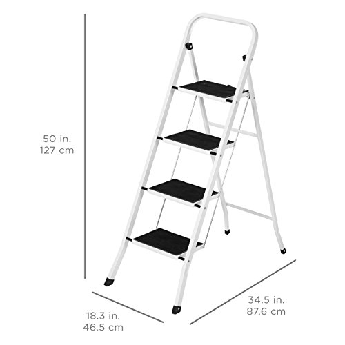Best Choice Products Portable Folding 4-Step Ladder w/Hand Rail, 300lb Capacity