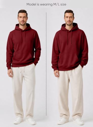 Image of JMIERR Mens Fleece Lined Hoodie Pullover Drawstring Pocket Winter Warm | Cozy fleece-lined pullover, adjustable drawstring hood, kangaroo pocket, regular fit, machine wash