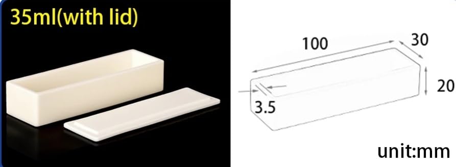 99% Alumina Square Crucible with Lid - High-Temperature Laboratory Beaker for Metal and Non-Metal Sample Analysis,1pcs(35ml(100x30x20mm))