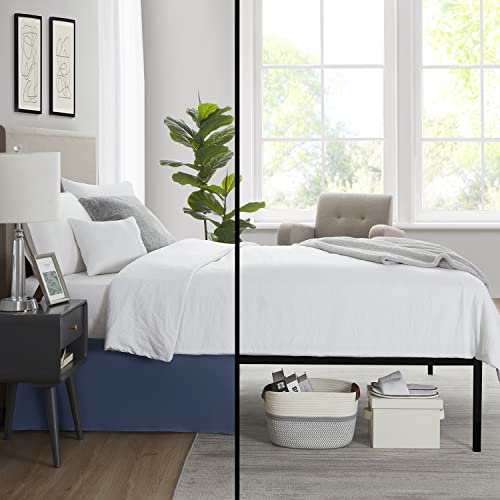 Image of Nestl Navy Blue Full Bed Skirt - Full Size Bed Skirt 14 Inch Drop - Brushed Microfiber Bed Skirts - Hotel Quality Pleated Bed Skirt - Shrinkage & Fade Resistant