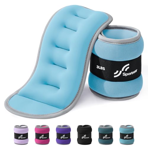 Image of Sportneer Ankle Weights Wrist Weights Pair of 1 /2 /4 /6 /10 LBS for Men Women Kids Strength Training Wrist and Ankle Weights Set with Reflective Strips for Dancing Running Walking Fitness Workout Gym