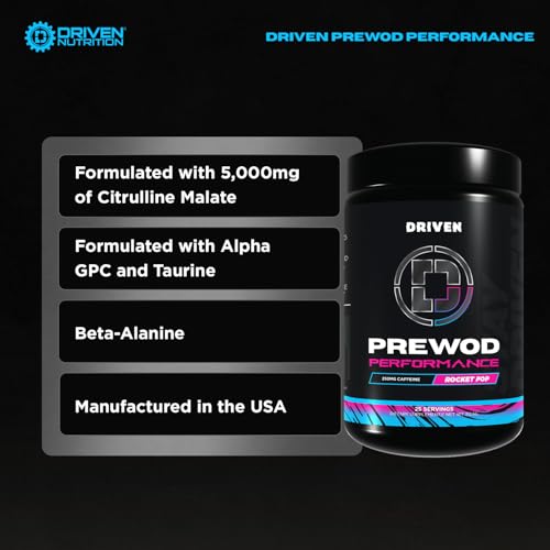 Image of Driven PREWOD Energy Drink Powder, 25 Servings - Pre-Workout Supplement wit- Boosts Energy, Focus, Strength, & Endurance for High-Intensity Training (Performace, Rocket Pop)