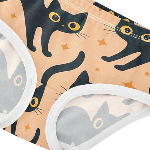 Toddlers Underwear Floral 2t Cotton Cute Panties Girl Fun Print Kids Briefs Undies Cute Black Cats Backs Khaki4
