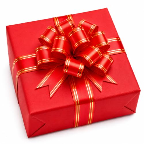 Image of Prokart - Pull Bow Gift Ribbon for Gift Wrapping, Large Decorative Pull Bows for Presents, Hampers, Flower Bouquets, Wedding, Birthday, Christmas & Party Decorations (30MM, Red, Pack of 50PC)