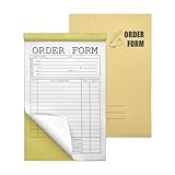 Lesnala 2 Pcs Carbonless Order Form Pads 50 Sets Per Piece Including Yellow and Black Parts Suitable for Store Warehouse Office Restaurant 5.5 X 8.26 Inch
