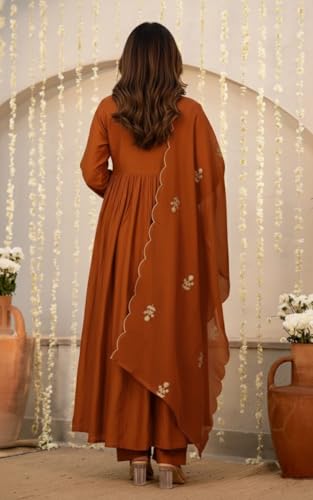 Image of Nermosa Women Embroidery Solid A-Line Kurta and Pant Set with Dupatta