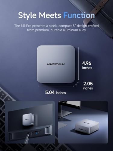 Image of MINISFORUM M1 Pro-285H AI Mini PC, Intel Core Ultra 9 Processor 285H (16C /16T, Up to 5.4GHz), DDR5-5600GHz RAM, M.2 PCIe4.0 SSD,USB4 /RAID /OCuLink /Wi-Fi 7 /BT 5.4, 4K Quad Display(NO RAM /SSD /OS)