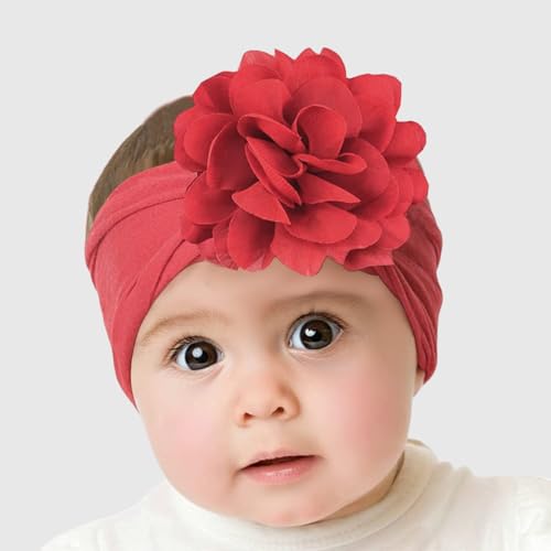 Image of SYGA PACK OF 6Headbands Nylon Flower Soft Stretchable Hairband for Newborn Infant Toddler Kids For 0-3 Year (Multicolor)
