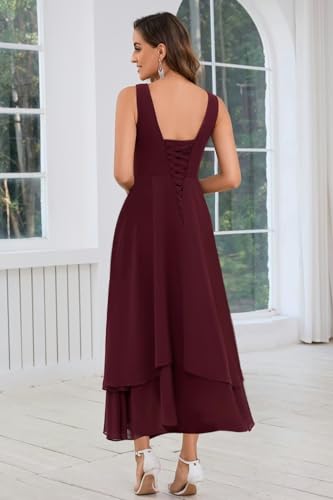 2 Piece Mother of The Bride Dresses Tea Length Chiffon Formal Dress with Jacket4