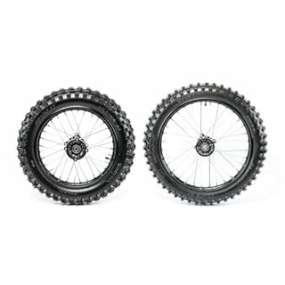 RedCap 70/100-17 + 90/100-14 Wheel Tire Rim and Inner tube with 15mm Bearing Assembly for 110cc 125cc 150cc Dirt Pit Bike Apollo DB27 RFZ XR TaoTao SSR Includes Brake Rotor 428 Sprocket