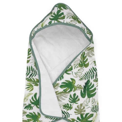 Image of Little Unicorn Premium Infant Hooded Bath Towel| Soft & Absorbent Cotton & Terry Fabric for Newborns (Tropical Leaf)
