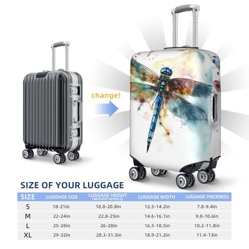 Elastic Travel Luggage Cover for Suitcase Tsa Approved Stretch Scratch-Resistant Suitcase Protector Cover Washable Watercolour Dragonfly Baggage Covers Fits 18-32 Inch Luggage Case2