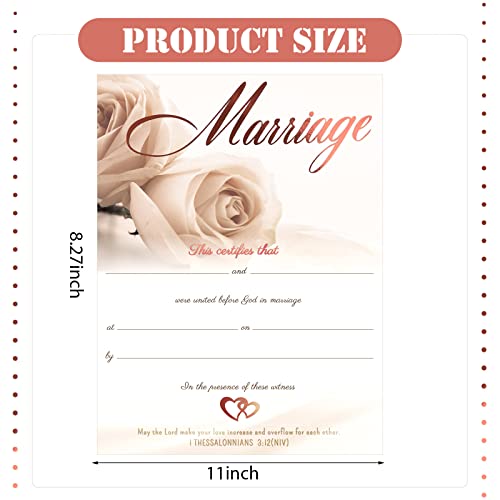 12 Pcs Rose Foil Marriage Certificates Blank Bible Christian Marriage Certificate Paper For Wedding Ceremony 8.3 X 11 Inches #TOP3