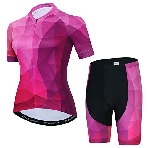Hotlion Conjunto de camiseta de ciclismo de manga corta para mujer, camiseta de ciclismo acolchada 4D, ropa de bicicleta, Ht2007-1, XXL