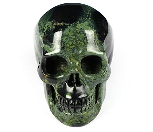 Skullis 2.0" Kambaba Jasper Crystal Skull, Hand Carved Gemstone Fine Art Sculpture, Reiki Healing Stone Statue.1 #TOP1