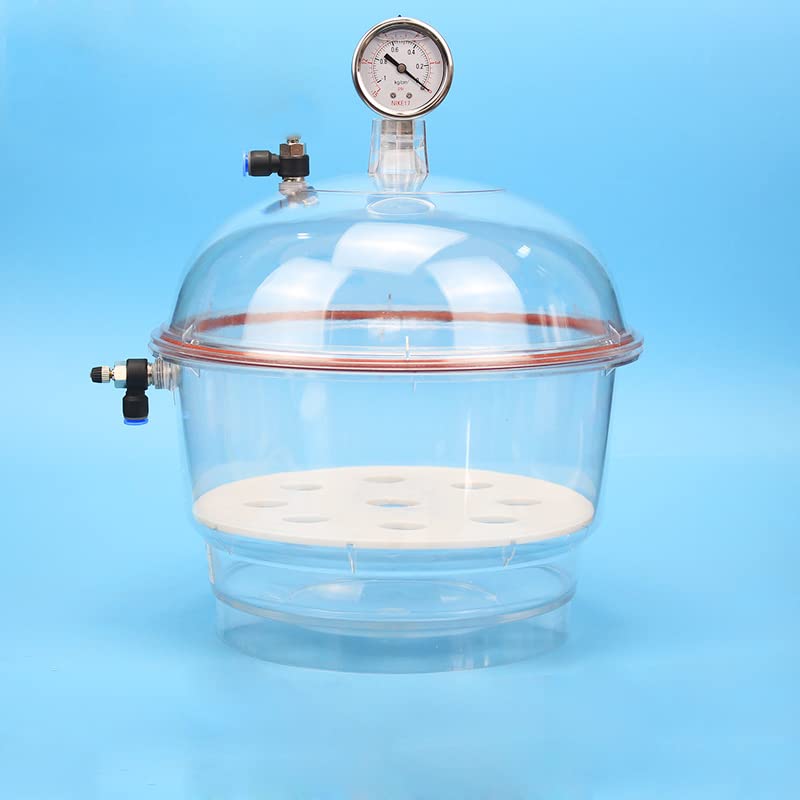 150MM Polycarbonate Plastic Vacuum Dryer Laboratory Dryer Transparent Vacuum Drying Kettle Double Valve with Pressure Gauge