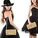 Imagen de XFSRG Bolso Clutch Mujer Fiesta Dorado Elegante Bolsos de Mano Boda Noche Clutches Ceremonia Cartera Plisada Cadena Dorada Eventos Especiales