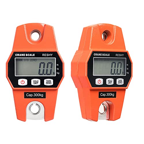 Reshy Digital Hanging Scale 660Lb/300Kg Cast Aluminum Case Waterproof Fish Scale Handheld Crane Scale Luggage Scale For Garage Farm Hunting Fishing Outdoor(Orange) #TOP2