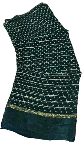 Image of Women's Pure Viscose Bandhej Print Georgette Saree with Silver Border & Blouse Peice