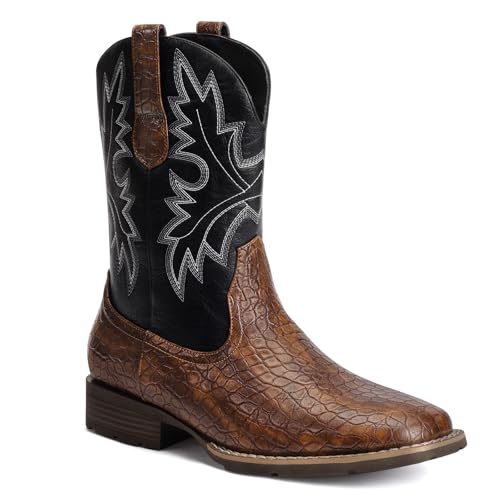 Lumeheel Cowboy Boots for Men - Western Square Toe Men's