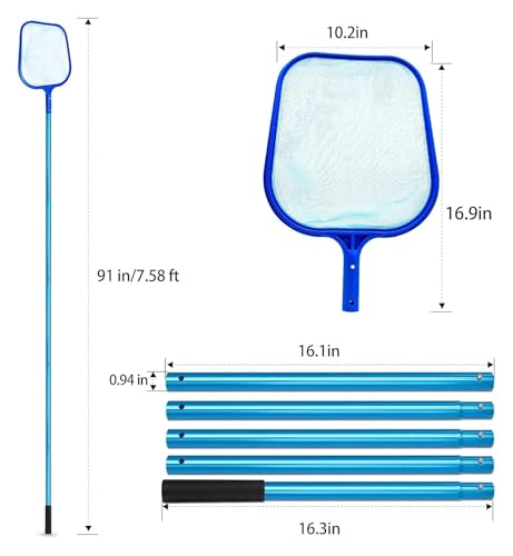 Épuisette piscine à manche télescopique pour éliminer les feuilles de surface - 4