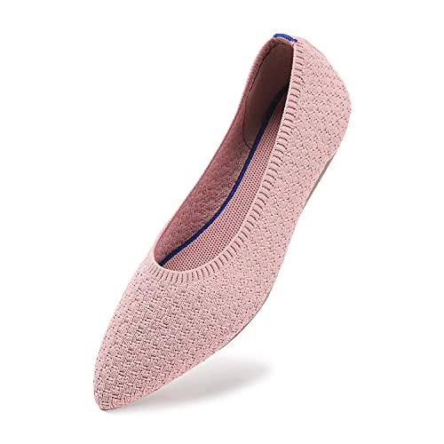 Frank Mully Frauen Spitze Zehe Ballett Flach Strickkleid Schuhe Low Wedge Komfort Slip On Flats Für Frau Klassische, Rosa, 41 EU