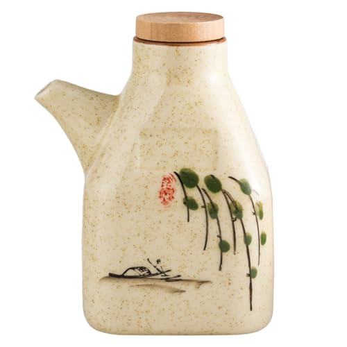 Botella dispensadora de aceite sin goteo hecha de cerámica blanca 6