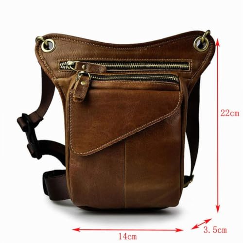 Miniatura 7 de Vendimia Bolsa De Piel Pierna Gota Para Hombres Mujeres Bolso De Cintura Riñonera Vago Multifunción Militar Táctico Motocicleta Ciclista Ciclista Senderismo Deportes Camping Montar Marrón Oscuro