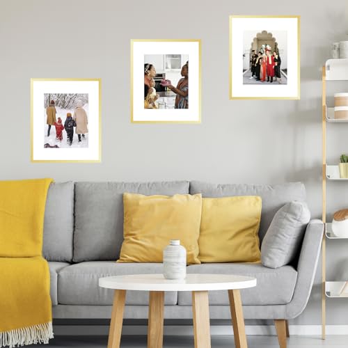 Image of JCJMY 16x20 Picture Frame with 11x14 Mat, Display Photo 11x14 with Mat or 16 x 20 Without Mat, Wall Hanging Large 16 by 20 Poster Frame with Plexiglass, Gold