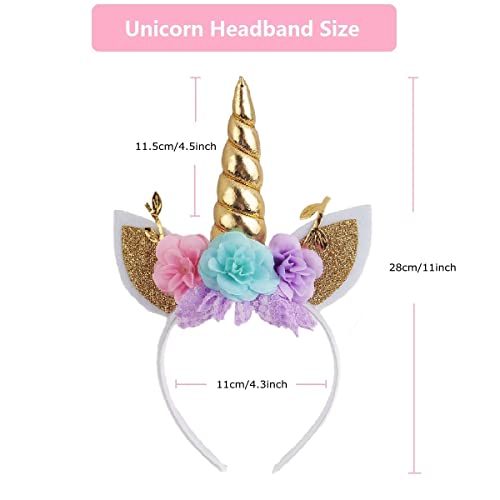Unicorn Headband Flower Cat Ear Unicorn Horn Headband Perfect for Party Supplies Fantasy Favor3