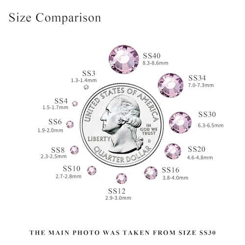 Image of 1440PCS SS10 Crystal Glass Flatback Rhinestones, Round Flat Back Crystal Gems for Nail Art and Craft Clothes, Glue Fix Diamond Stones Light Pink (2.7-2.8mm)