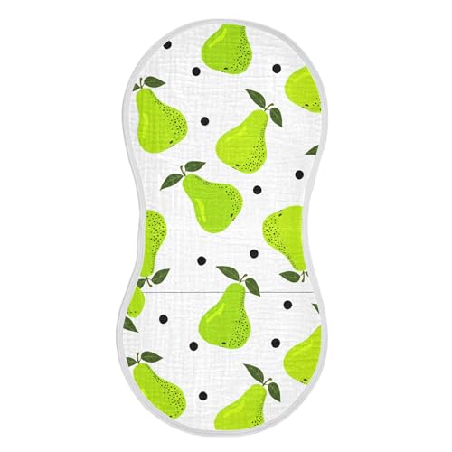 xigua Green Pears Muslin Baby Burp Cloths Set of 4, Super Soft & Absorbent Burping Rags, Cotton Burp Clothes Shower Gift for Newborn, Baby Girls and Boys