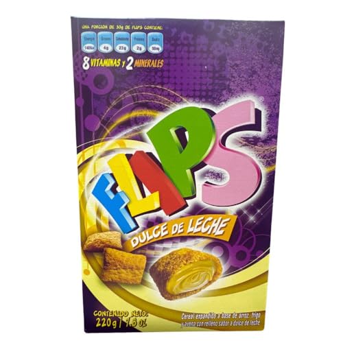 Flips Dulce de Leche, Cereal Azucarado con Relleno de Leche, 220 g