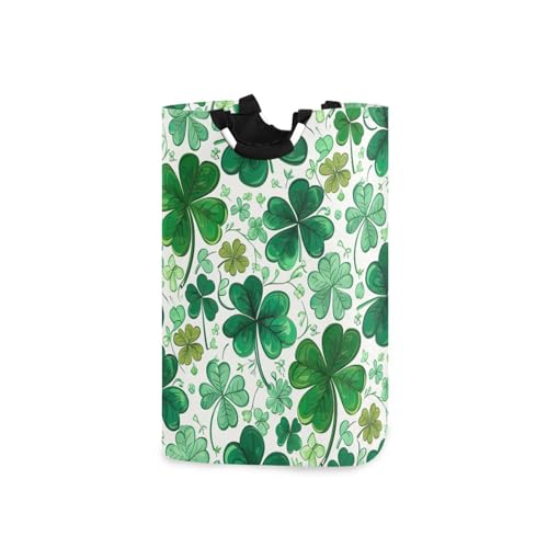 Jihqo Laundry Hamper Basket St Patrick's Clover Pattern Collapsible Nursery Storage Bin Waterproof Clothing Baskets for Home Bedroom Bathroom Washing Room