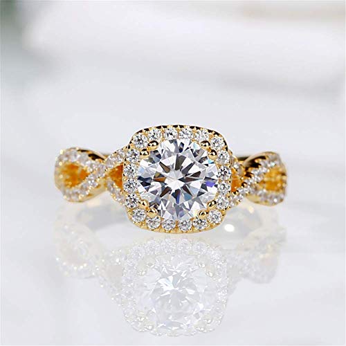 Jeulia Women 3.6 Carat 925 Sterling Silver Twist Ring Round Cut Halo Engagement Rings Solitaire Eternity Band Ring with Cubic Zirconia Stone Anniversary Promise Ring2
