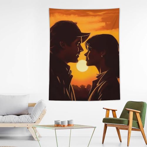 Toile de fond couple pour cacher un mur nu grâce à cette tapisserie de chambre moderne