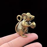 MHYGKTXRA Brass Mouse Figurine Mini Lucky Rat Statue Chinese Zodiac Pendants Charms Feng Shui Sculpture for Wealth Amulet Home Decorations, 1pc