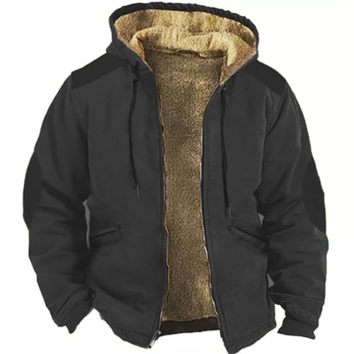 Men's Casual Warm Zip Up Outerwear Thicken Winter Fleece Heavyweight Overcoat Cozy Sherpa Lined Coats