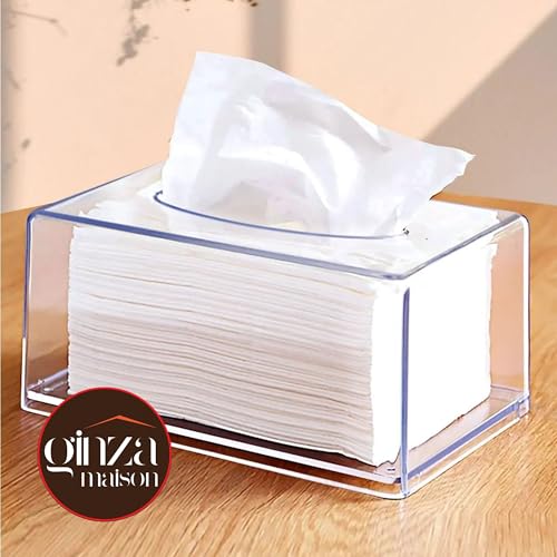 Ginza Maison Transparent Taschentücher – Taschentuch, Kosmetiktücher, Tissue Box für Schlafzimmer, Badezimmer, Wohnzimmer und Küche, Taschentuchspender, Serviettenhalter, Papiertuch