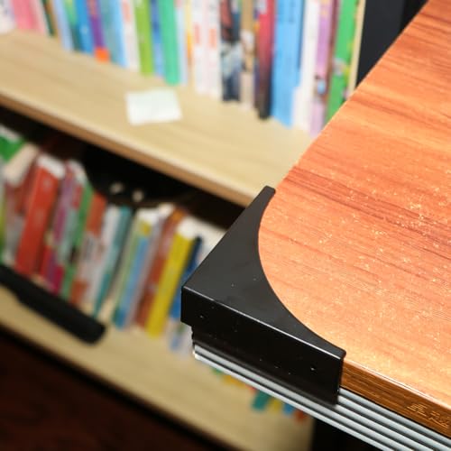 Image of 4-Pack 2.5 inch Metal Corner Protectors - Decorative & Protective Guards for Table & Cabinet Corners, Wooden Furniture Safety Solution (Black)