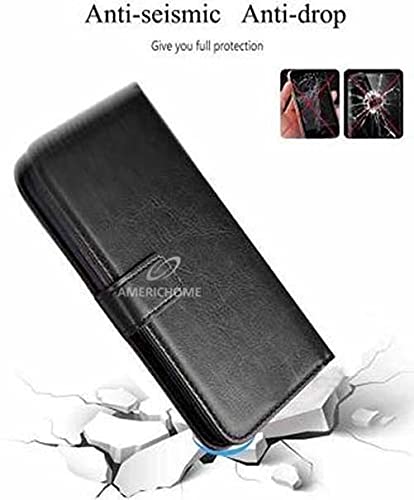 Image of Inside Rubber TPU with Card Pockets Magnetic Closure Protection Compatible with Realme C21, RMX3201 (Blue)