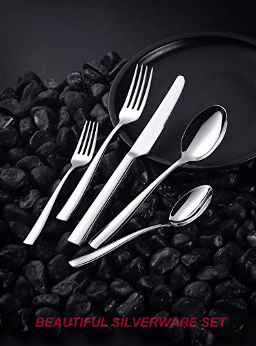 OMGard Silverware Set 20-Piece Flatware 18/8 Stainless Steel Cutlery Eating Utensils Forks Spoons Knives Sets, Mirror Polished Tableware Service for 4 Dishwasher Safe - Thumbnail 2