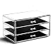 BINO 3 Drawer Acrylic Jewelry and Makeup Organizer, Clear Cosmetic Organizer Vanity Storage Display Box Make Up Organizers and Storage Makeup Stand