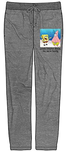 Mens Spongebob Squarepants Dolphin Chirp Screen Short Grey Sleep Pajama Pants