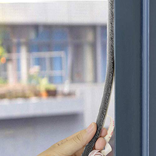 Torrami Felt Pile Weather Stripping 11/32 Inch X 3/16 Inch X 62 Ft, Sliding Windows And Door Frame Side Brush Seal, Draft Stopper Soundproofing, Grey #TOP2