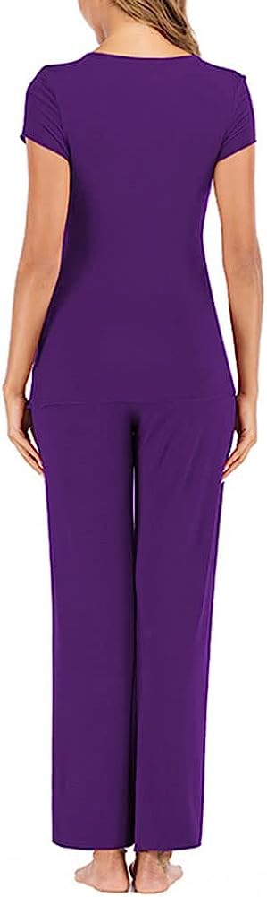 Umstandspyjama-Set Damen Langarm Nachtwäsche Stillen Stillnachtwäsche PJ Set Loungewear Schwangerschaft für Krankenhaus Zuhause